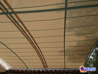 Double toile de pergola avec jonction 