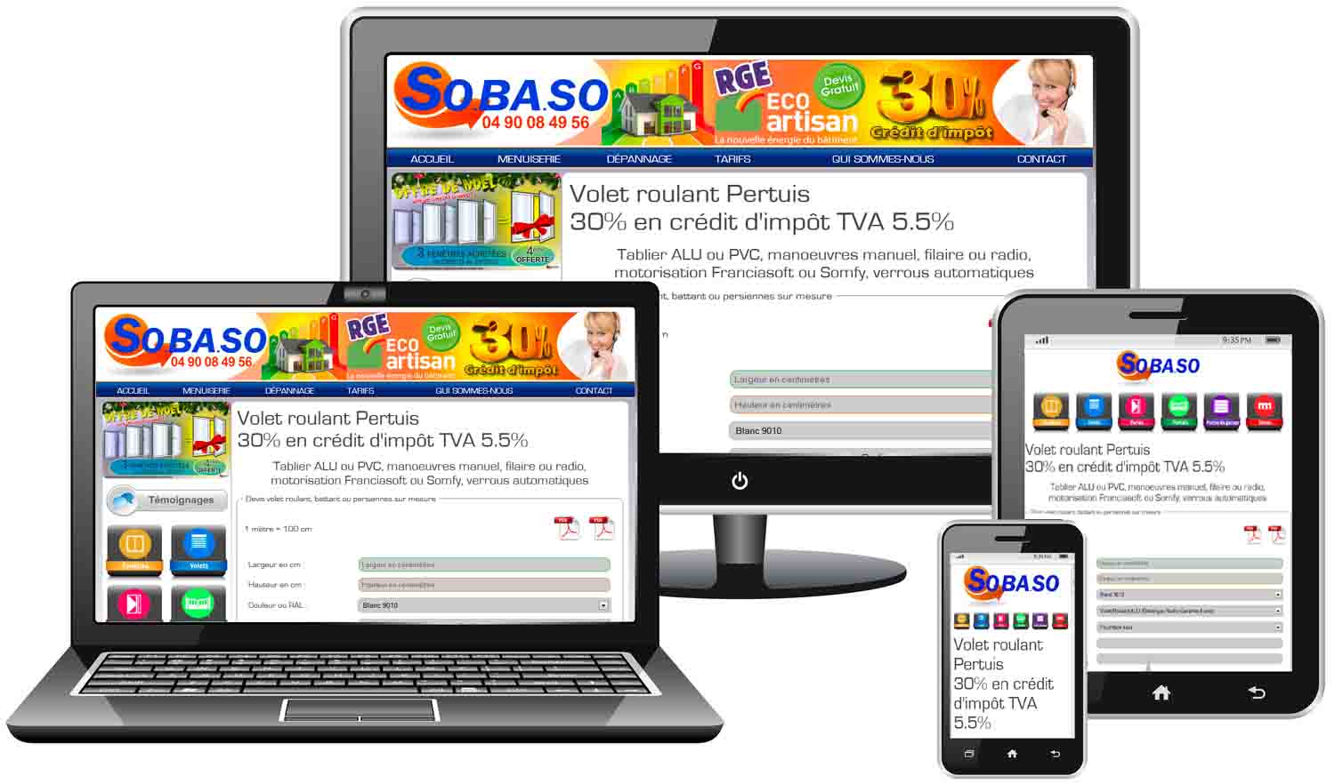 Le site sobaso.fr est multisupport web tablette et mobile